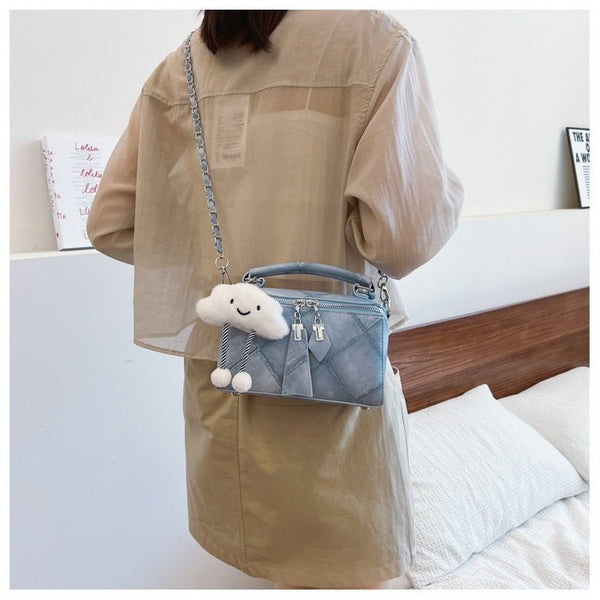Niche Korean Style Box Elegant Texture Chain Handbag Shoulder Messenger Bag