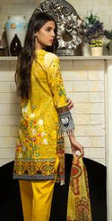 Printed Ribs Cambric Shirt with Embroidered Front & Chiffon Dupatta | 3pc (RC-142A)-wppmall