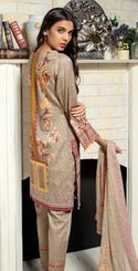 Printed Ribs Cambric Shirt with Embroidered Front & Chiffon Dupatta | 3pc (RC-143B)-wppmall