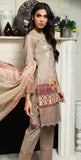 Printed Ribs Cambric Shirt with Embroidered Front & Chiffon Dupatta | 3pc (RC-143B)-wppmall