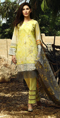 Printed Cambric Shirt with Embroidered Front & Broshia Jacquard Dupatta | 3pc (RC131B)-wppmall