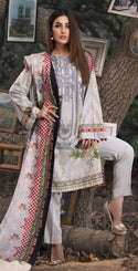 3pc Digital Linen Shirt with Embroidered Front & Shawl Dupatta (WK-214)-wppmall
