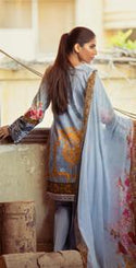 Printed Jacquard Cambric Shirt with Embroidered Front , Chiffon Dupatta & Dyed Cambric Trouser | 3pc (WK-226A)-wppmall