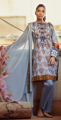 Printed Jacquard Cambric Shirt with Embroidered Front , Chiffon Dupatta & Dyed Cambric Trouser | 3pc (WK-226A)-wppmall